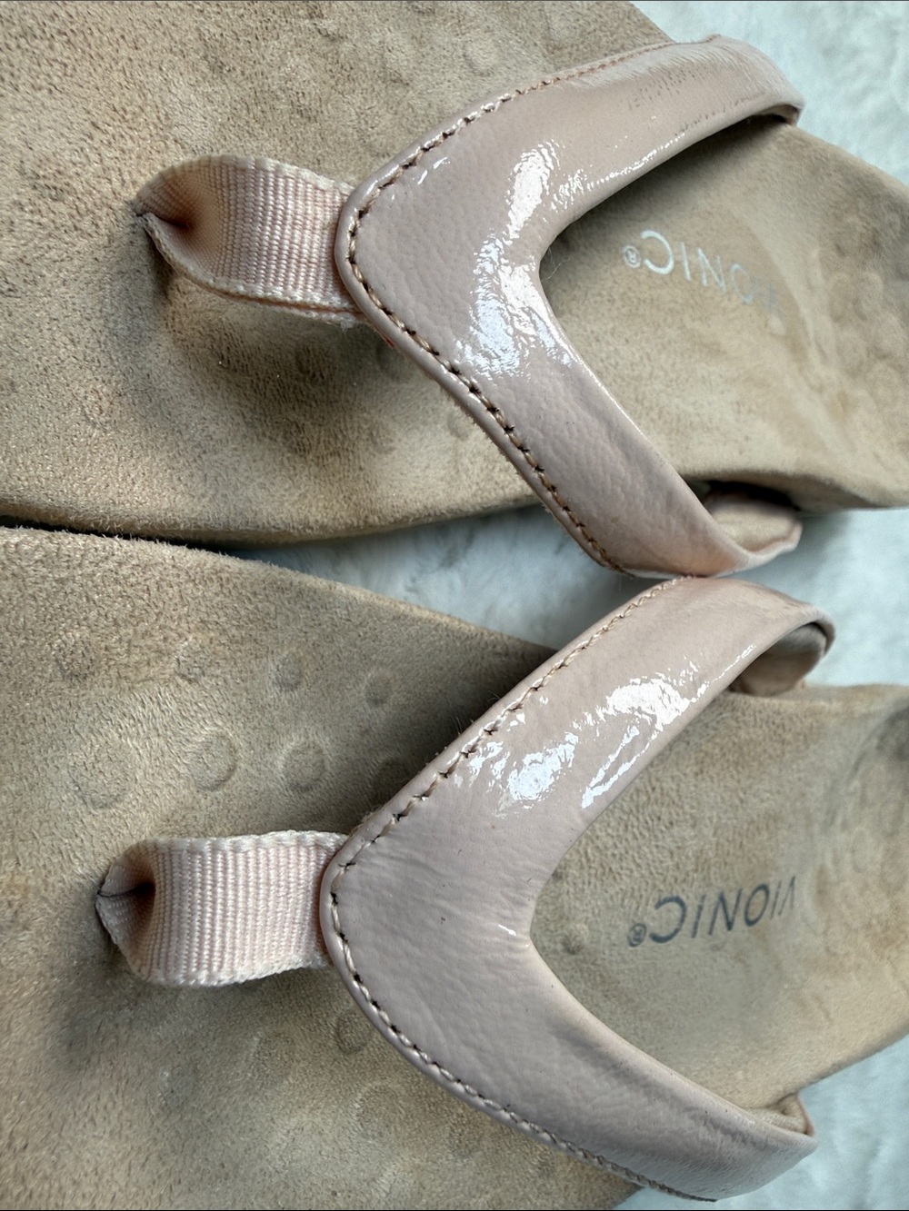 Vionic Dillon Toe‎ Post Sandals US 8.5 EU 40 Patent Leather Blush Pink Flip Flop - Picture 4 of 14